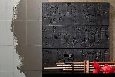 Background tile, Color black, Style designer, Unglazed porcelain stoneware, 18x54 cm, Finish matte