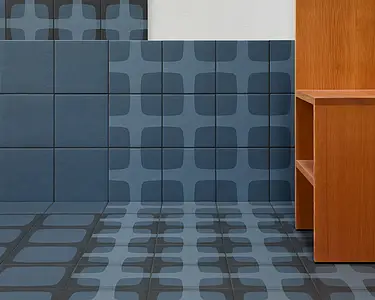 Background tile, Color navy blue, Style designer, Glazed porcelain stoneware, 20.5x20.5 cm, Finish antislip