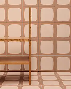 Background tile, Effect faux encaustic tiles, Color pink, Style designer, Glazed porcelain stoneware, 20.5x20.5 cm, Finish antislip