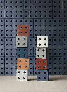 Blok, Kleur marineblauwe, Stijl designer, Terracotta, 13x13 cm, Oppervlak 3D