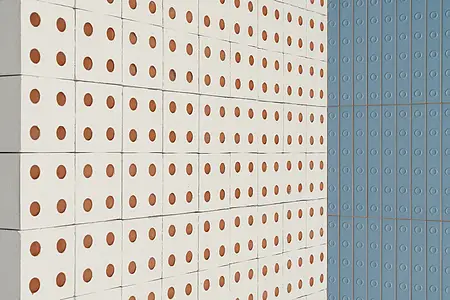 Blok fliser, Farve hvid, Stil designer, Terracotta, 13x13 cm, Overflade mat