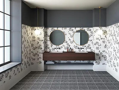 Background tile, Color black & white, Style designer, Glazed porcelain stoneware, 30x30 cm, Finish antislip