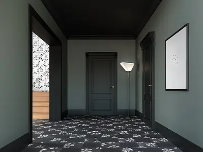 Background tile, Color black, Style designer, Glazed porcelain stoneware, 30x30 cm, Finish antislip