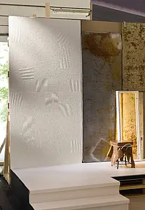 Bakgrundskakel, Färg vit, Stil designer, Oglaserad granitkeramik, 120x120 cm, Yta 3D