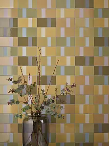 Bakgrundskakel, Färg flerfärgade, Stil designer, Glaserad granitkeramik, 9.4x18.7 cm, Yta blank