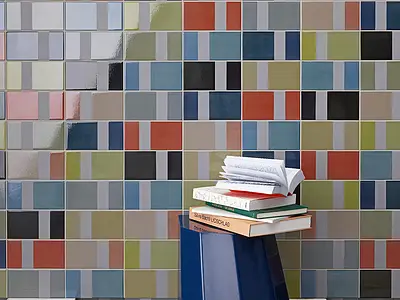Bakgrundskakel, Färg flerfärgade, Stil designer, Glaserad granitkeramik, 9.4x18.7 cm, Yta blank