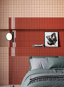 Mosaik, Textur enfärgad, Färg röd, Stil hanverksmässig,designer, Kakel, 30.2x30.2 cm, Yta blank