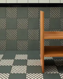 Grundflise, Farve grøn, Stil designer, Glaseret porcelænsstentøj, 20.5x20.5 cm, Overflade skridsikker