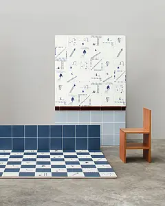 Grundflise, Farve marineblå, Stil designer, Glaseret porcelænsstentøj, 20.5x20.5 cm, Overflade skridsikker