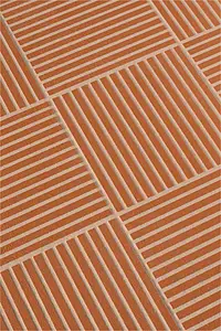 Grundflise, Farve brun,orange, Stil designer, Uglaseret porcelænsstentøj, 12.3x12.3 cm, Overflade 3D