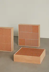 Farve brun,orange, Stil designer, Grundflise, Uglaseret porcelænsstentøj, 12.3x12.3 cm, Overflade 3D