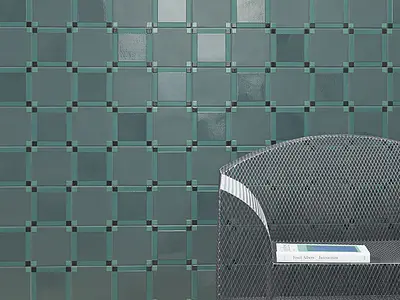 Background tile, Color green, Style designer, Glazed porcelain stoneware, 15x15 cm, Finish glossy