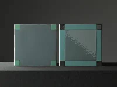 Background tile, Color green, Style designer, Glazed porcelain stoneware, 15x15 cm, Finish glossy