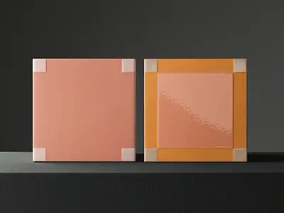 Background tile, Color pink,orange, Style designer, Glazed porcelain stoneware, 15x15 cm, Finish glossy