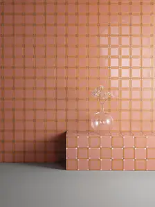 Background tile, Color pink,orange, Style designer, Glazed porcelain stoneware, 15x15 cm, Finish glossy