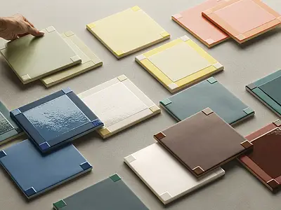 Background tile, Color navy blue,sky blue, Style designer, Glazed porcelain stoneware, 15x15 cm, Finish glossy