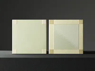 Background tile, Color green,beige, Style designer, Glazed porcelain stoneware, 15x15 cm, Finish glossy