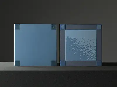 Background tile, Color navy blue,sky blue, Style designer, Glazed porcelain stoneware, 15x15 cm, Finish glossy