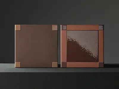 Background tile, Color brown, Style designer, Glazed porcelain stoneware, 15x15 cm, Finish glossy