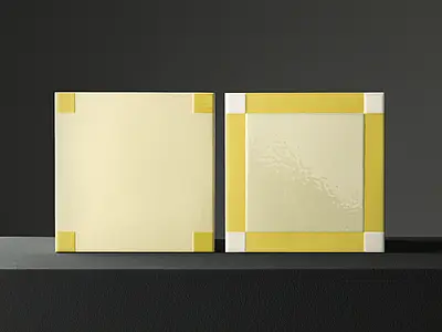 Background tile, Color yellow, Style designer, Glazed porcelain stoneware, 15x15 cm, Finish glossy
