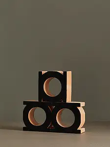 Blok fliser, Farve beige,sort, Stil designer, Terracotta, 23.4x23.4 cm, Overflade 3D