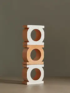 Block, Färg beige,vit, Stil designer, Terracotta, 23.4x23.4 cm, Yta 3D