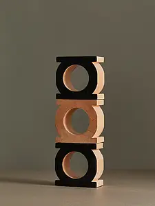 Blok fliser, Farve beige,sort, Stil designer, Terracotta, 23.4x23.4 cm, Overflade 3D