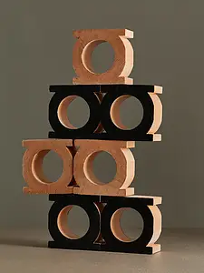Block, Cor bege,preto, Estilo autor, Terracota, 23.4x23.4 cm, Superfície 3D