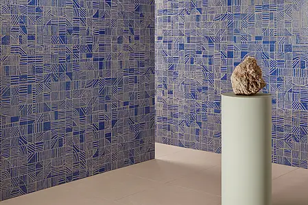 Piastrella di fondo, Colore blu, Stile patchwork,design, Gres porcellanato non smaltato, 120x120 cm, Superficie opaca