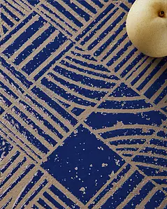 Azulejo de fundo, Cor azul-marinho, Estilo patchwork,autor, Grés porcelânico não vidrado, 120x120 cm, Superfície mate