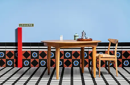 Taustalaatta, Teema terrakotta, Väri musta & valkoinen, Tyyli design, Lasitettu porcellanato-laatta, 20.5x20.5 cm, Pinta matta