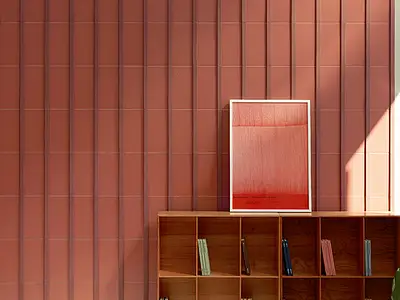 Background tile, Color red, Style designer, Ceramics, 14x28 cm, Finish matte