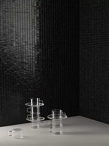 Mosaikkflis, Farge svart, Stil designer, Glasert porselenssteintøy, 29x29 cm, Overflate glanset