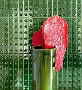 Bakgrunnsflis, Farge grønn, Stil designer, Keramikk, 21.1x31.5 cm, Overflate 3D