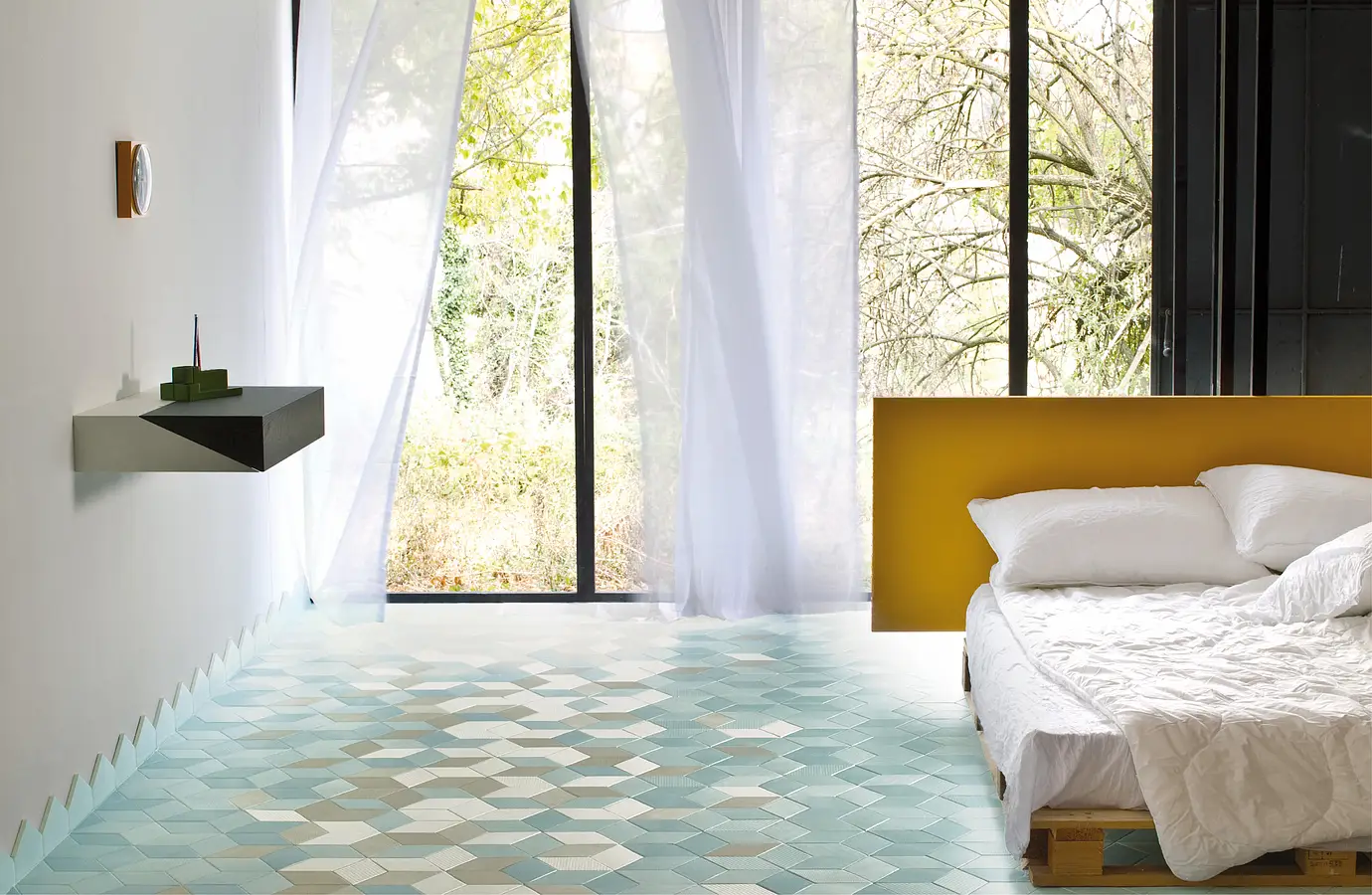 Background tile, Effect fabric, Color white, Style designer, Glazed porcelain stoneware, 11.5x20 cm, Finish antislip