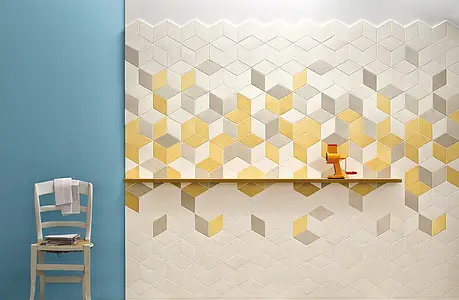 Effect fabric, Color yellow, Style designer, Background tile, Glazed porcelain stoneware, 11.5x20 cm, Finish antislip