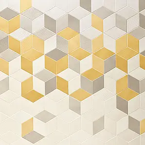 Background tile, Effect fabric, Color yellow, Style designer, Glazed porcelain stoneware, 11.5x20 cm, Finish antislip