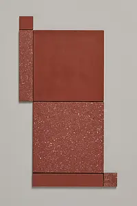 Grundflise, Effekt terrazzo, Farve rød, Stil designer, Uglaseret porcelænsstentøj, 20.5x20.5 cm, Overflade skridsikker