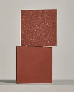 Grundflise, Effekt terrazzo, Farve rød, Stil designer, Uglaseret porcelænsstentøj, 20.5x20.5 cm, Overflade skridsikker