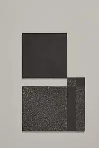 Azulejo base, Efecto terrazo, Color negro, Estilo de autor, Gres porcelánico no esmaltado, 20.5x20.5 cm, Acabado antideslizante