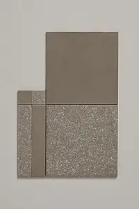 Bakgrunnsflis, Effekt terrazzo, Farge brun, Stil designer, Uglasert porselenssteintøy, 20.5x20.5 cm, Overflate sklisikker