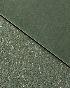 Carrelage, Effet terrazzo, Teinte verte, Style designer, Grès cérame non-émaillé, 20.5x20.5 cm, Surface antidérapante