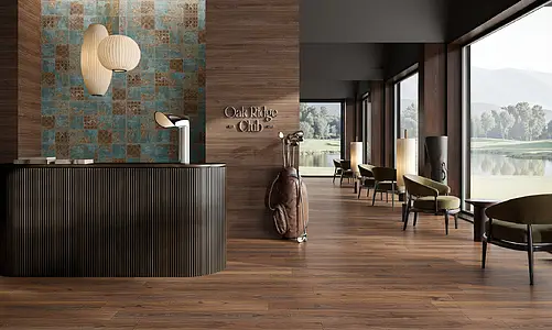 Background tile, Effect wood, Color brown, Glazed porcelain stoneware, 20x120 cm, Finish antislip