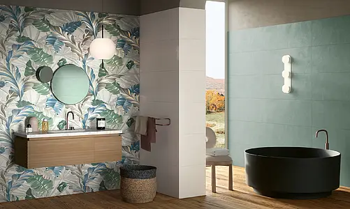 Background tile, Effect unicolor, Color green,grey, Glazed porcelain stoneware, 40x100 cm, Finish matte