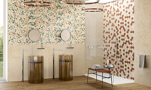 Grundflise, Effekt terrazzo,beton, Farve beige, Glaseret porcelænsstentøj, 40x100 cm, Overflade mat