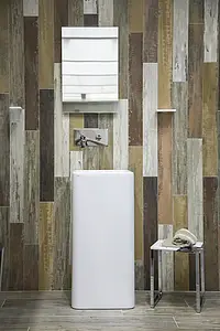 Piastrella di fondo, Effetto legno, Colore grigio, Ceramica, 10.5x80.5 cm, Superficie anticata