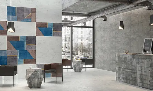 Bakgrunnsflis, Effekt konkret, Farge grå,hvit, Glasert porselenssteintøy, 60x60 cm, Overflate matt