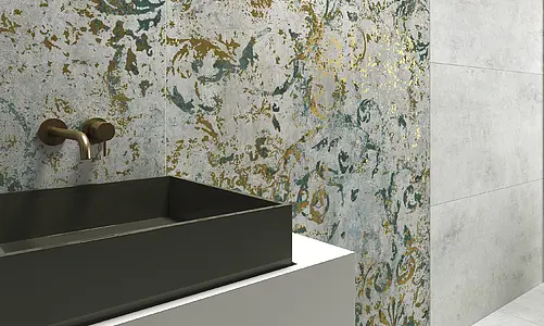 Dekor, Optik beton, Farbe grüne,graue, Glasiertes Feinsteinzeug, 60x120 cm, Oberfläche matte