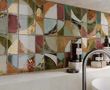 Dekor, Färg flerfärgade, Stil patchwork,hanverksmässig, Glaserad granitkeramik, 40x100 cm, Yta blank