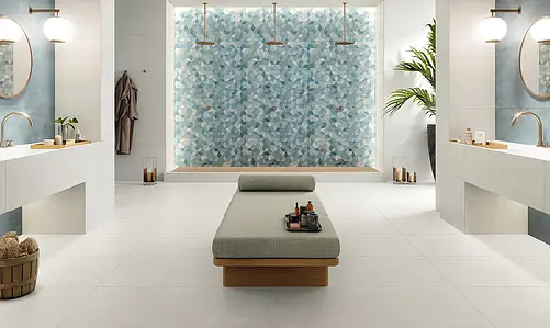Azulejo base, Color blanco, Gres porcelánico esmaltado, 60x120 cm, Acabado antideslizante